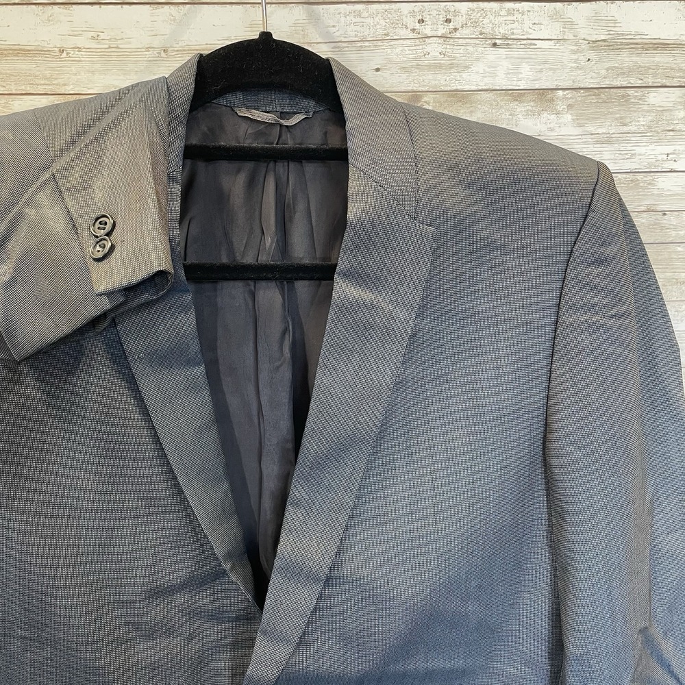 Vtg 60s Petrocelli‎ Mens Blazer Blue Silken Sharkskin Silk/Wool Iridescent READ